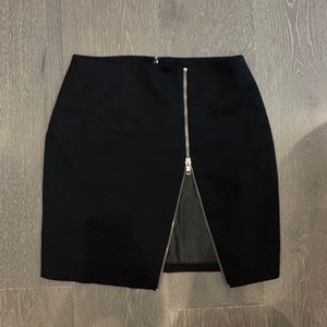 The Kooples Black Wool Mini Skirt with Leather detail size S